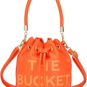 Mini Leather Bucket Bag for Women PU Drawstring Crossbody Hobo